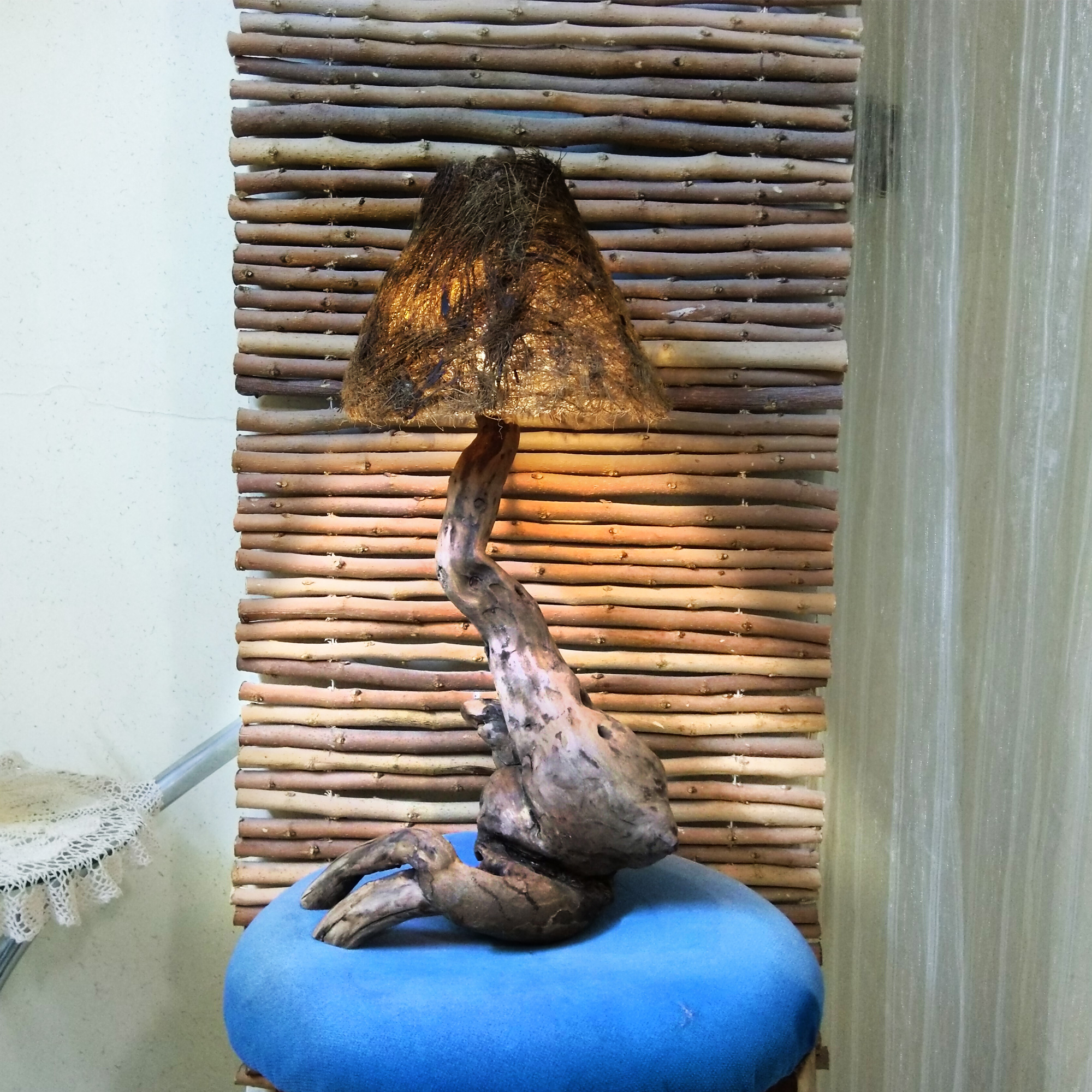 乡村风木质原木台灯 – 手工优雅款家居装饰