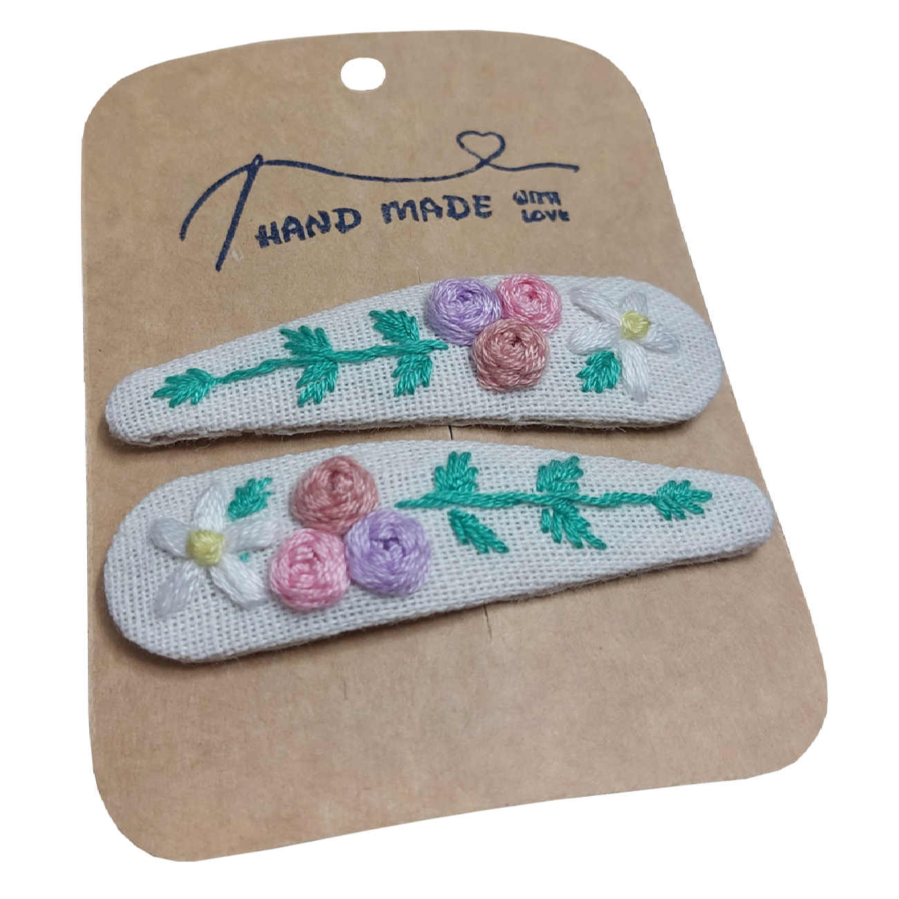 刺绣按扣发夹套装 – 花卉设计手工款