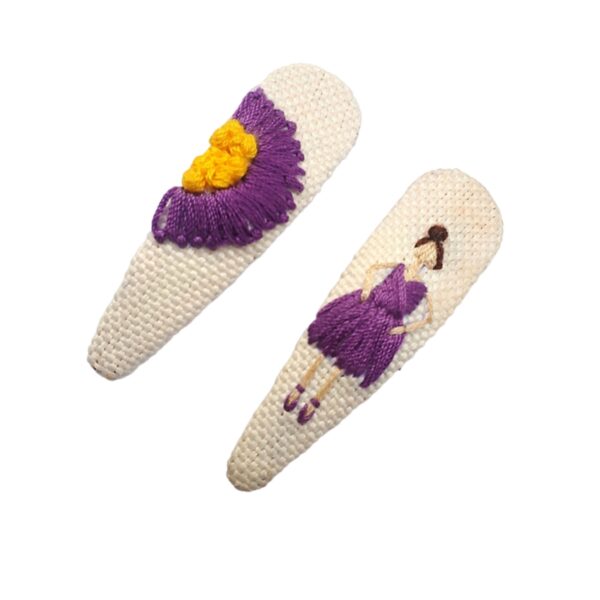 刺绣按扣发夹套装 – 手工芭蕾舞者设计