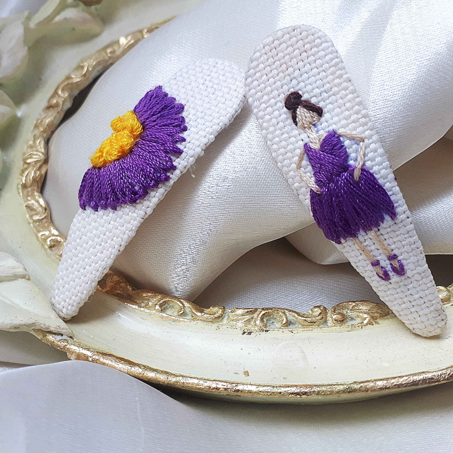 刺绣按扣发夹套装 – 手工芭蕾舞者设计