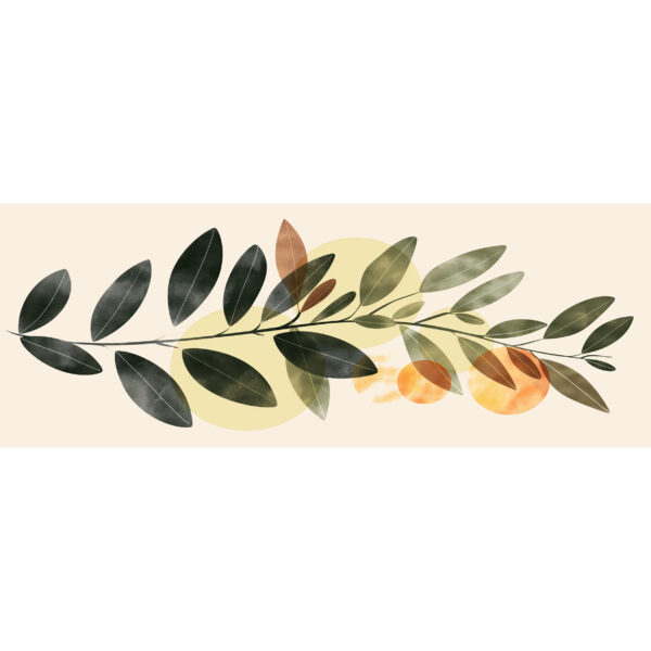 天鹅绒桌旗 – 印花叶子设计，6 人座