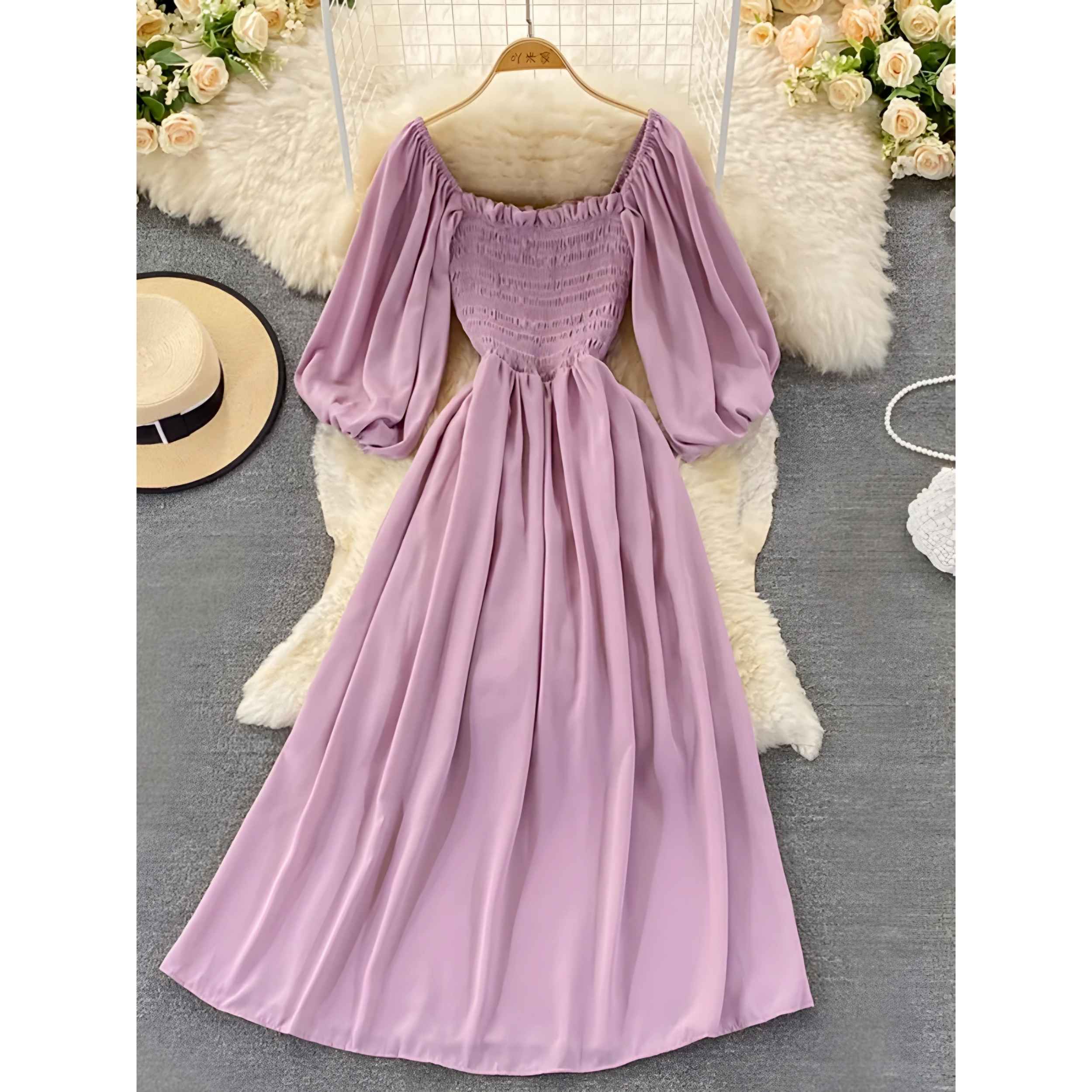 女款夏季长款连衣裙,型号Puffy