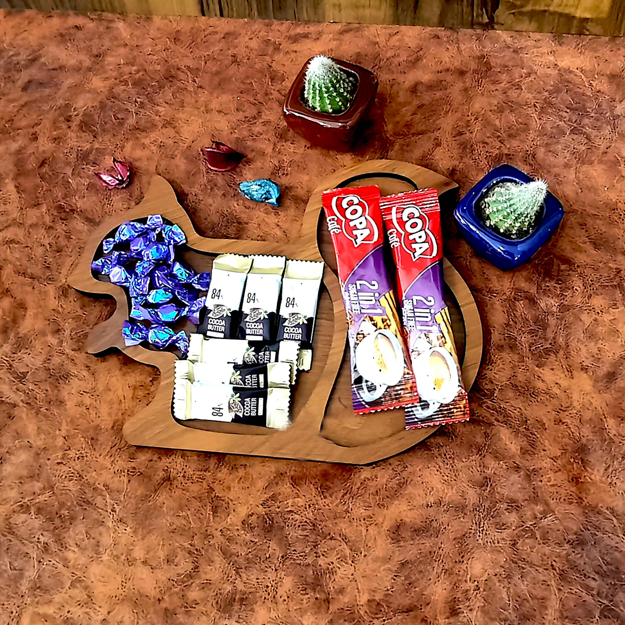 松鼠造型中密度纤维板木托盘(2件套)– 趣味实用