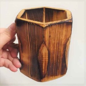 木制化妆杯刷架，天然木材手工制作