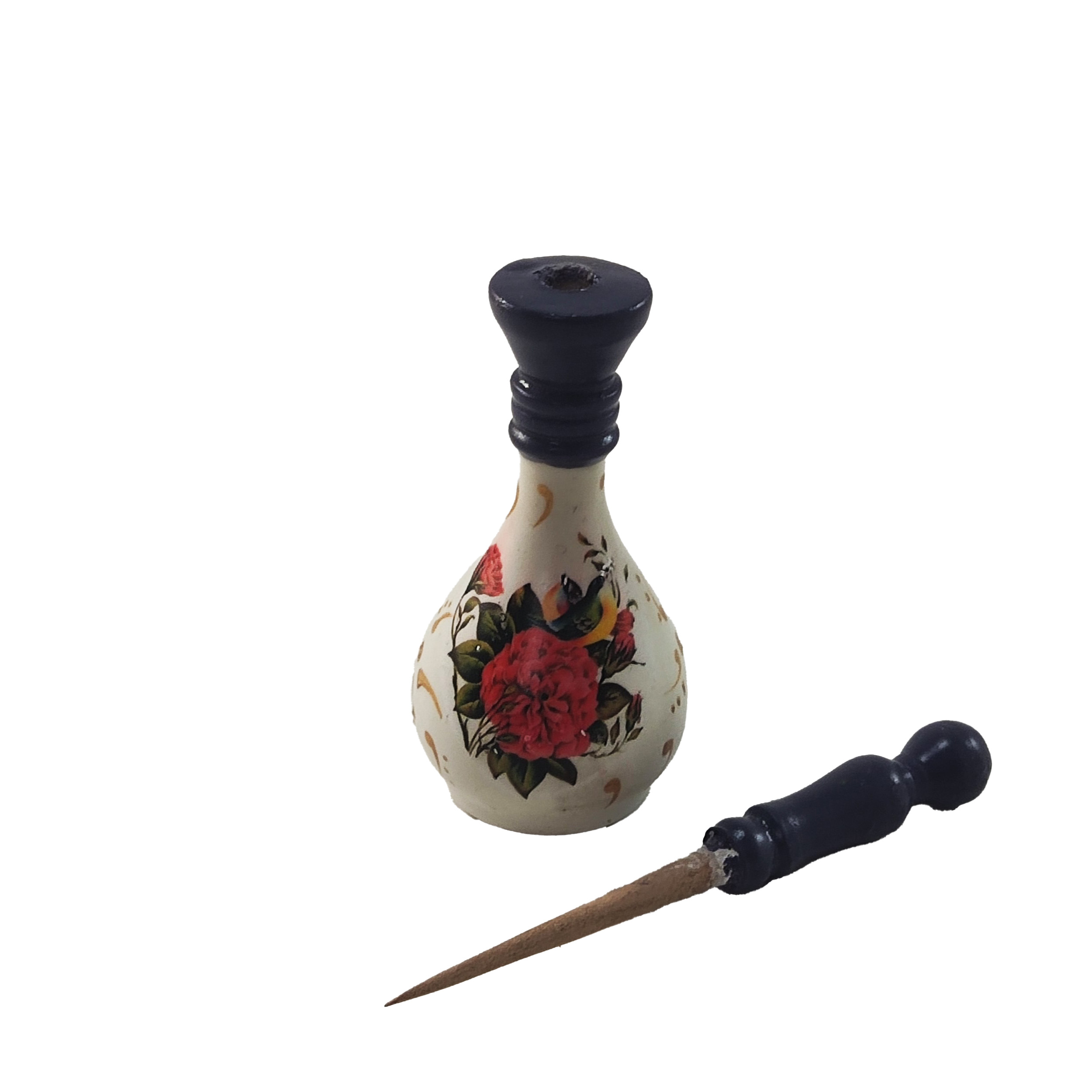 木制波斯 Surma Dani 手工容器,用于存放眼影粉(x2)