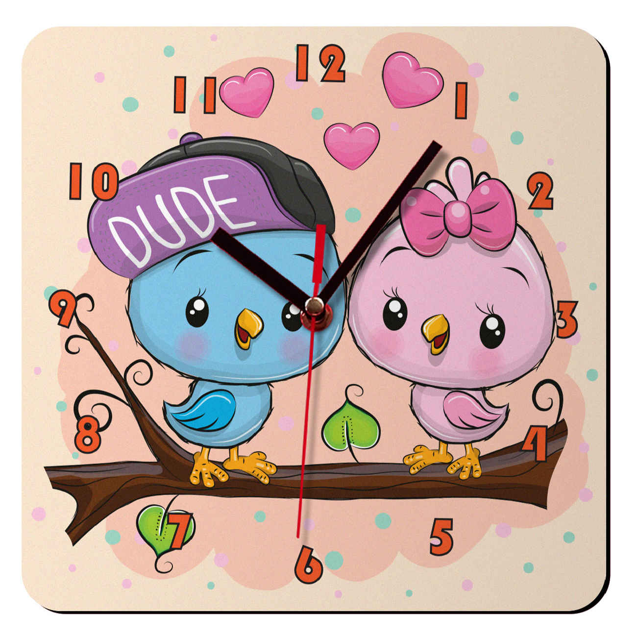 Main image of 木质儿童挂钟 – 小猫头鹰款式