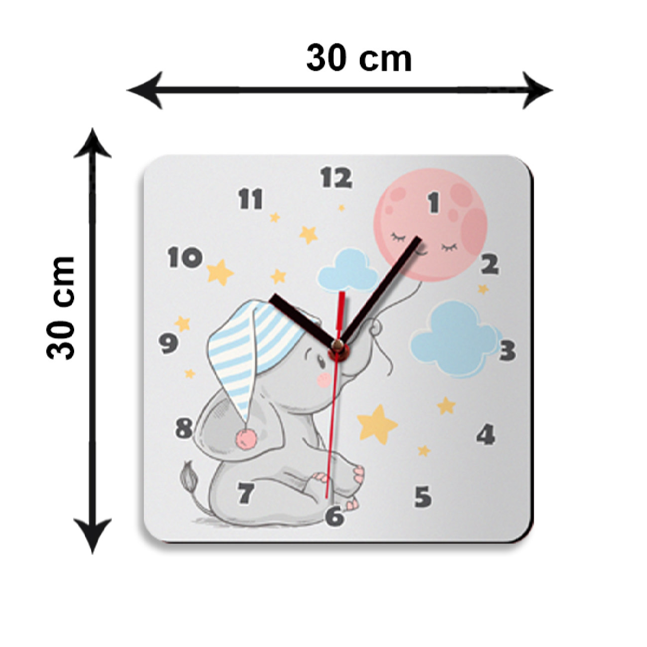 木质儿童挂钟 – 小象款式