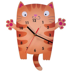木质儿童挂钟 – 猫咪图案，儿童房饰品