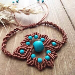 女士波西米亚刺绣手链 – Macrame 星星款