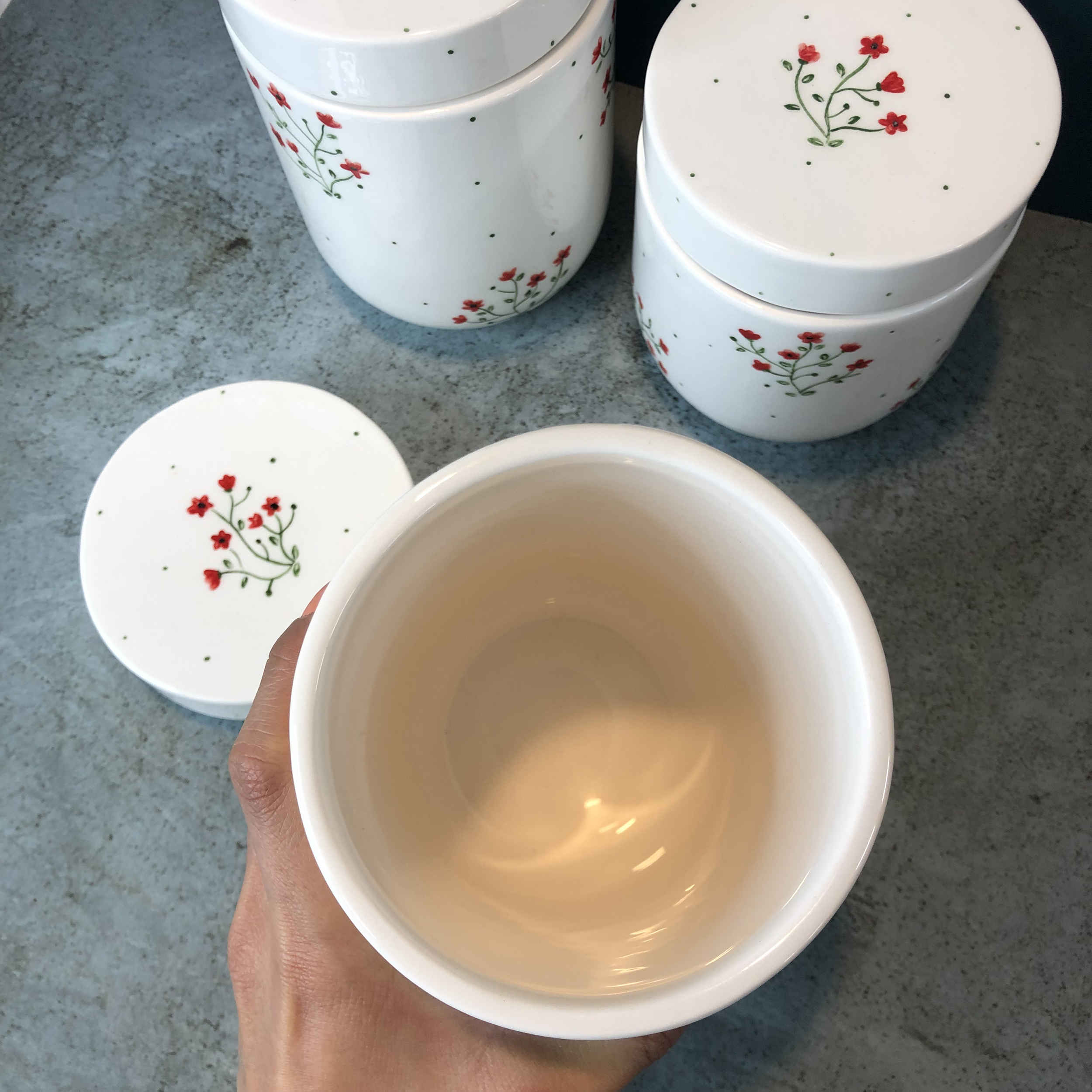 花卉设计陶瓷储物罐套装（3 件）