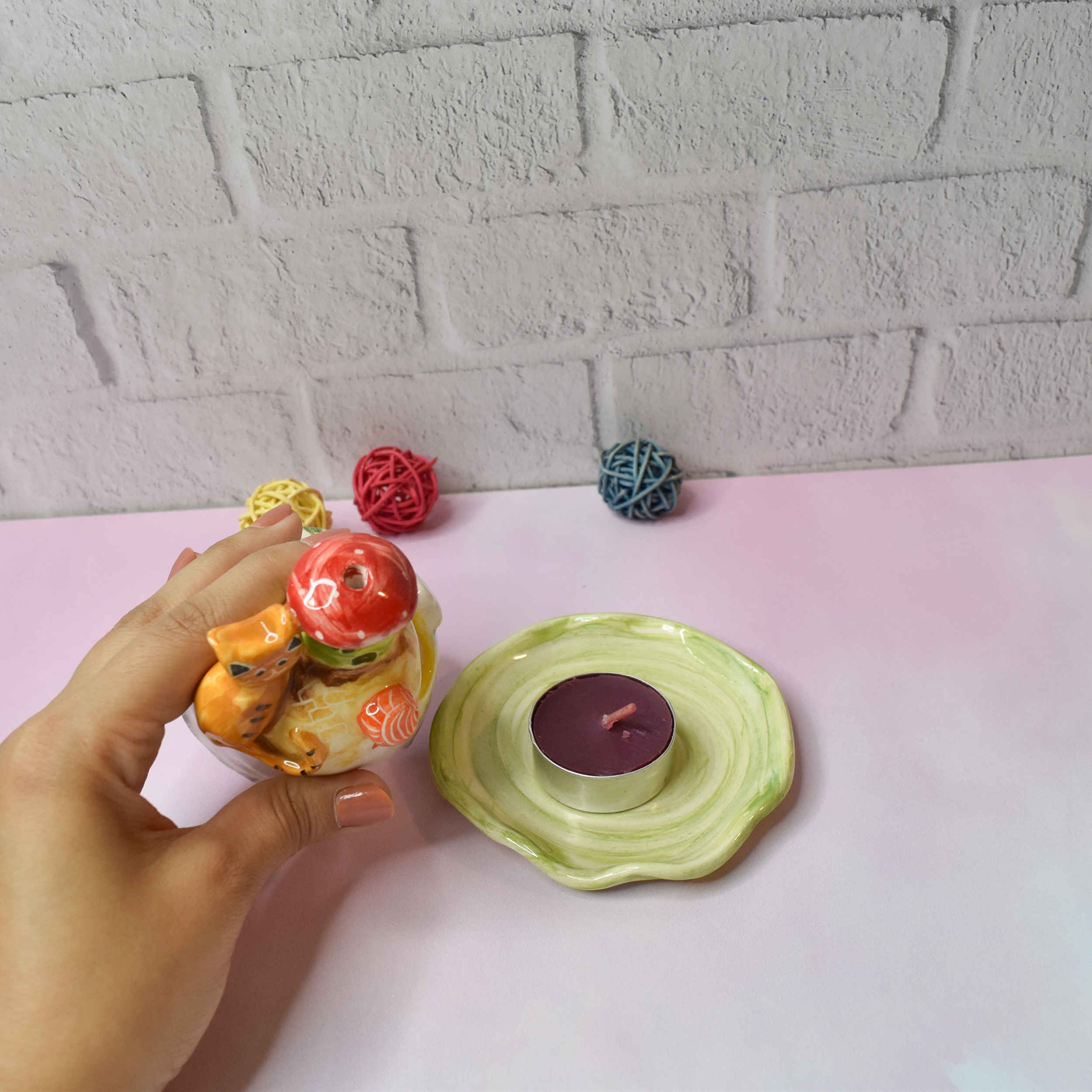 手工装饰陶瓷烛台 – 猫屋设计