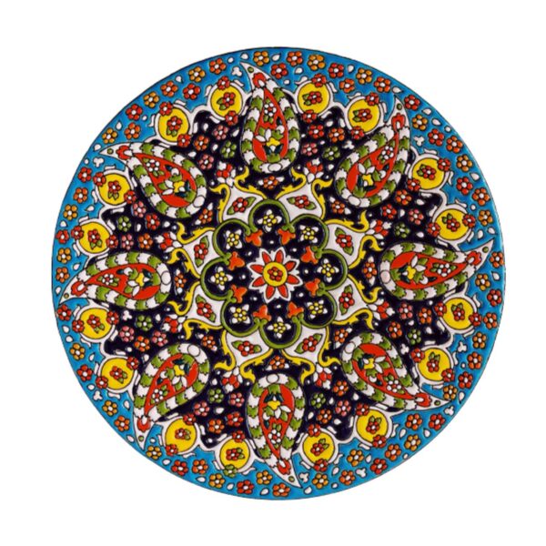 装饰陶瓷盘——波斯掐丝珐琅花卉与腰果纹手绘搪瓷工艺