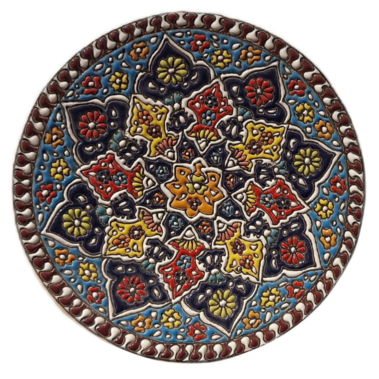 Main image of Decorative Pottery Plate In Persian Minakari 装饰陶瓷盘——波斯掐丝珐琅手工壁挂艺术搪瓷工艺
