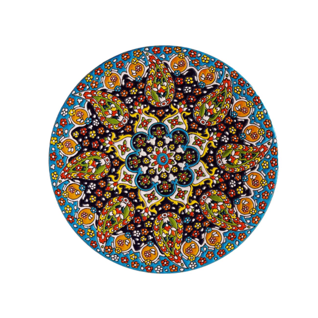 Main image of 装饰陶瓷盘 – 波斯掐丝珐琅花卉与腰果纹壁挂艺术