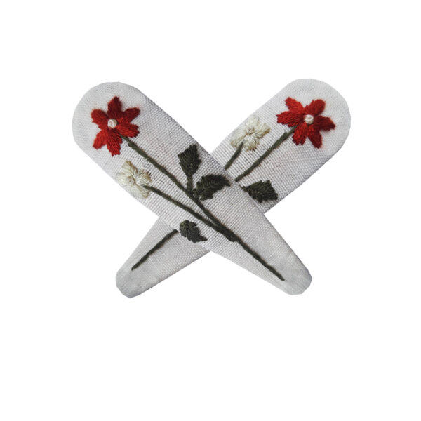 刺绣花卉按扣发夹套装 – 2 件