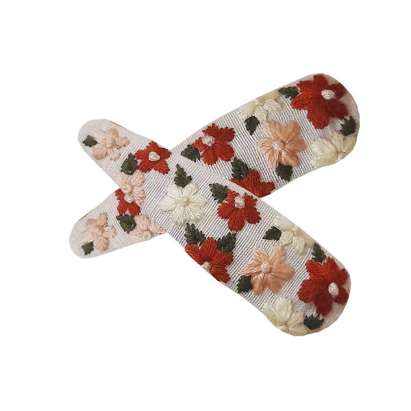 刺绣花卉按扣发夹套装 – 2 件，手工制作