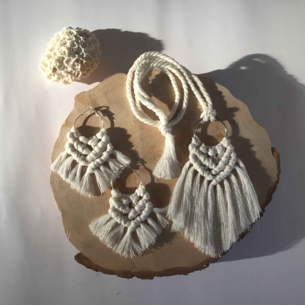 波西米亚风格编织耳环与项链套装