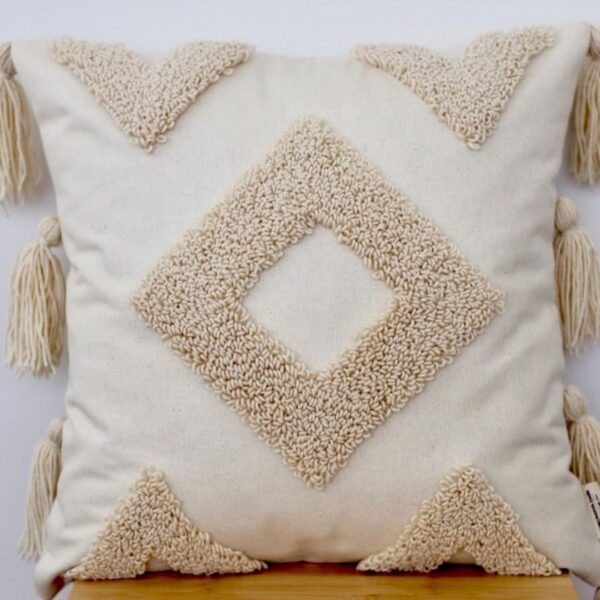 打结绣靠垫套 – 手工刺绣枕套（2件套）