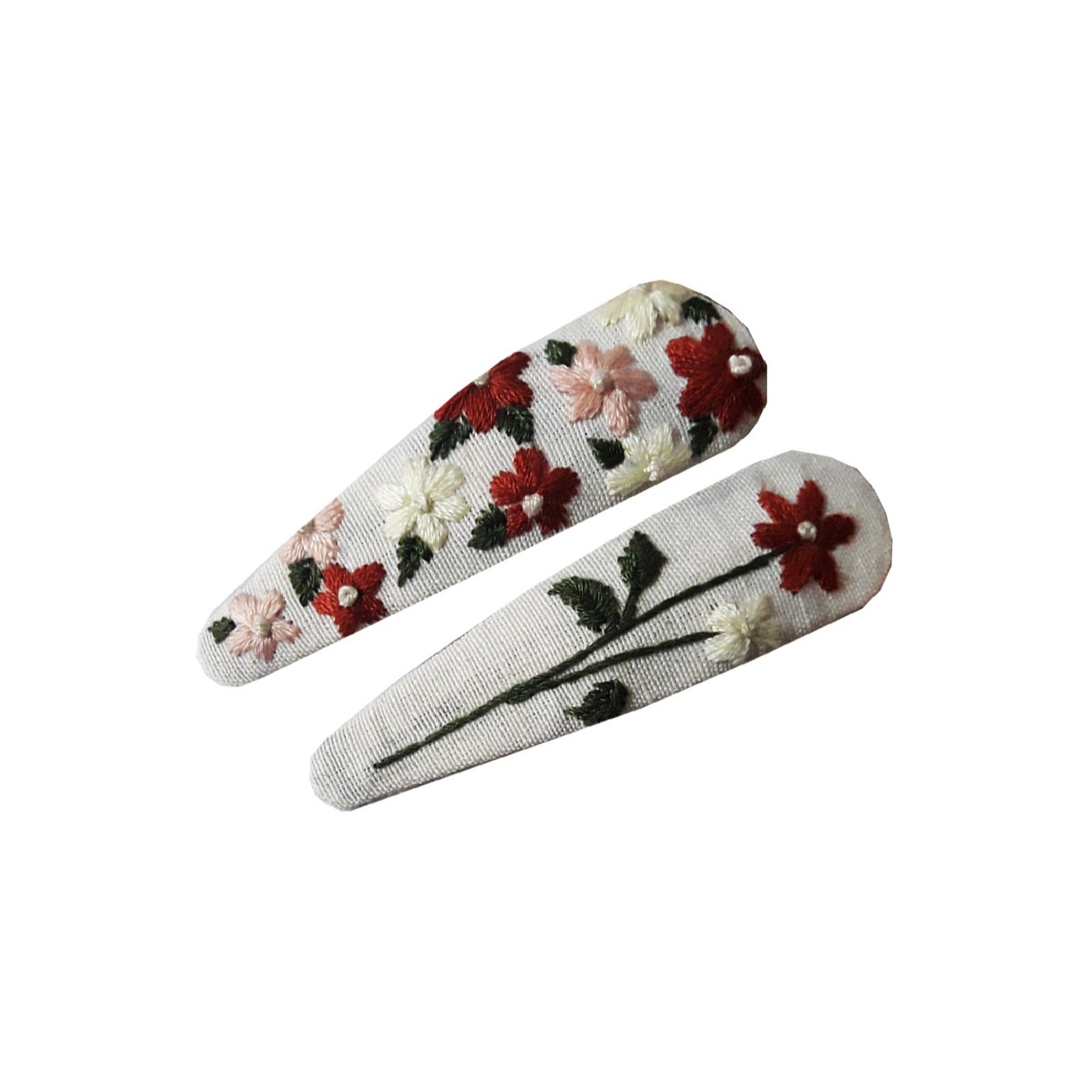 Main image of 刺绣按扣发夹套装 – 2 件，手工春之花款