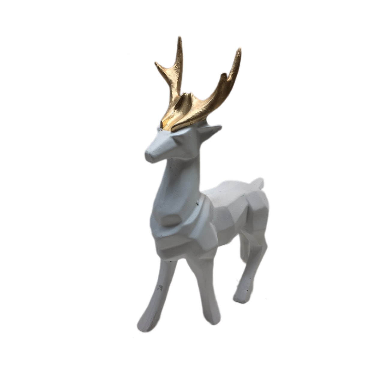 几何立体派鹿雕像(2件套)– 现代艺术雕塑套装