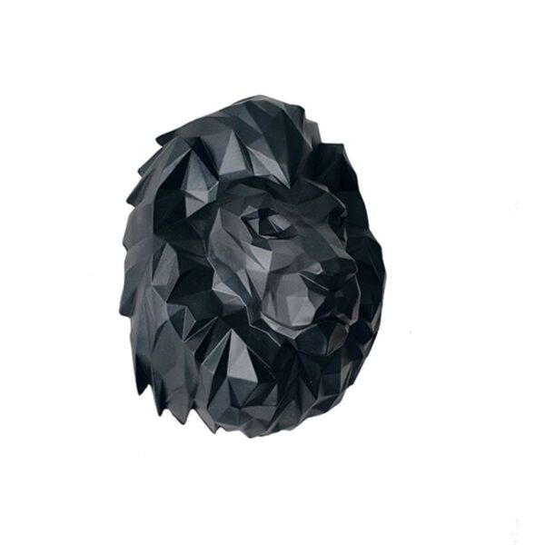 几何立体派狮头雕像 – 墙面动物装饰