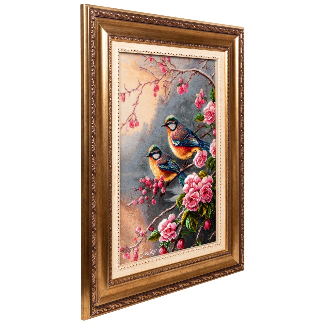 手工打结波斯地毯（大不里士） – 鸟图案