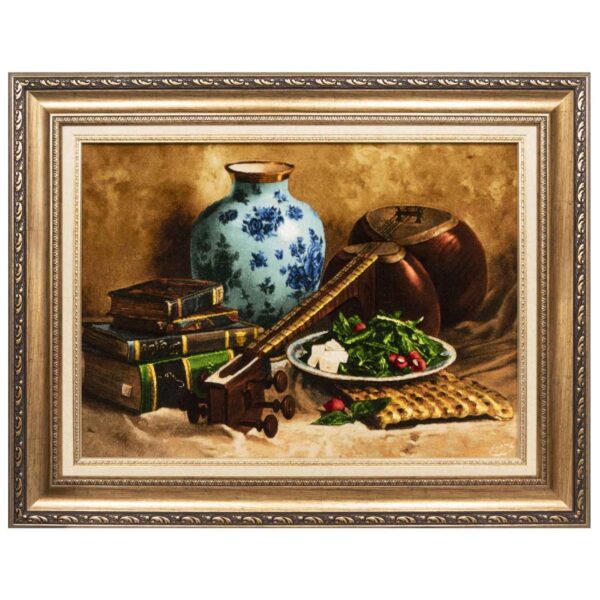 手工波斯丝绸挂毯 – 塔布里兹，波斯塔尔与书籍