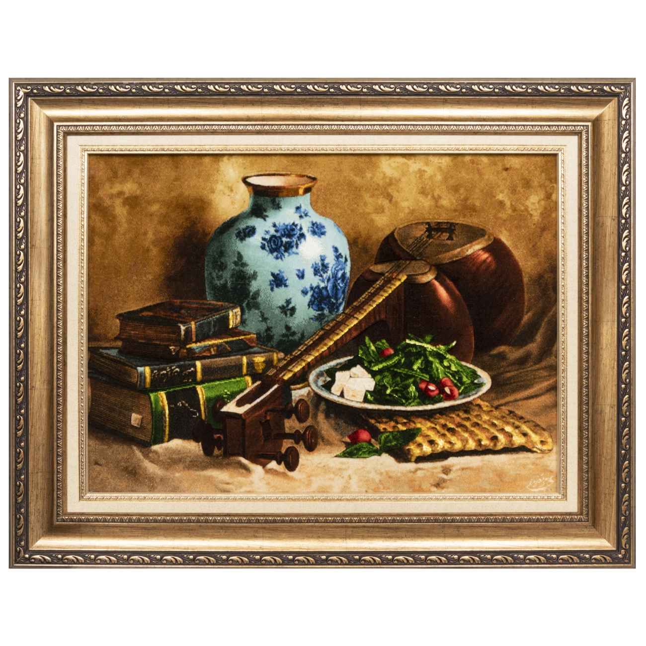 Main image of 手工波斯丝绸挂毯 – 塔布里兹，波斯塔尔与书籍