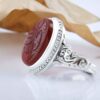Thumbnail 5: 伊斯兰玛瑙银戒指男士款，手工制作 Wali Allah 优雅款