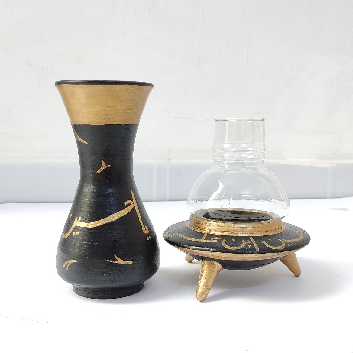 伊斯兰陶瓷桌面烛台 – Ya Hossein 设计,2 件套
