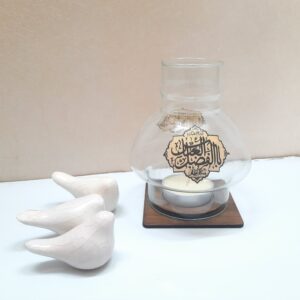 伊斯兰桌面烛台 – 木质底座，Ya Abalfazl 设计