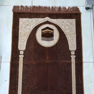 伊斯兰天鹅绒祈祷毯 – 加厚 Janamaz Sajadah，Holy Kaaba 棕色