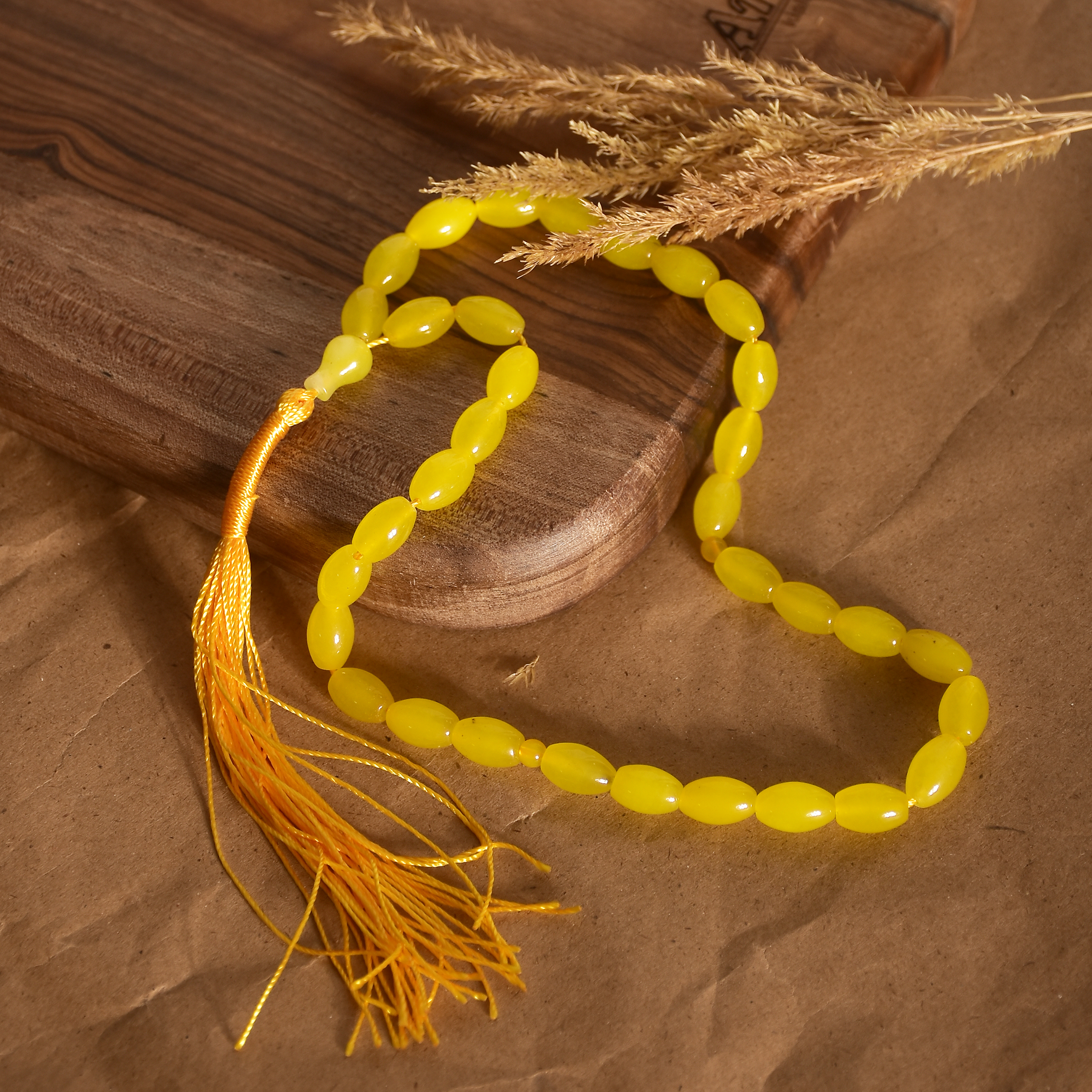 伊斯兰黄色玛瑙念珠 —— 33颗祈祷珠 Muslim Misbaha