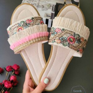 波西米亚风格编织平底拖鞋，女士款，Embroidered款