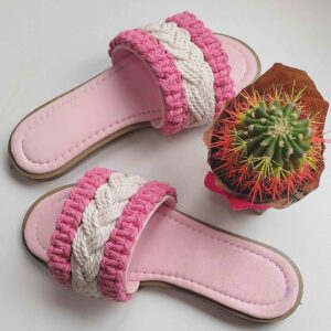 波西米亚风格编织女士拖鞋，Cactus款