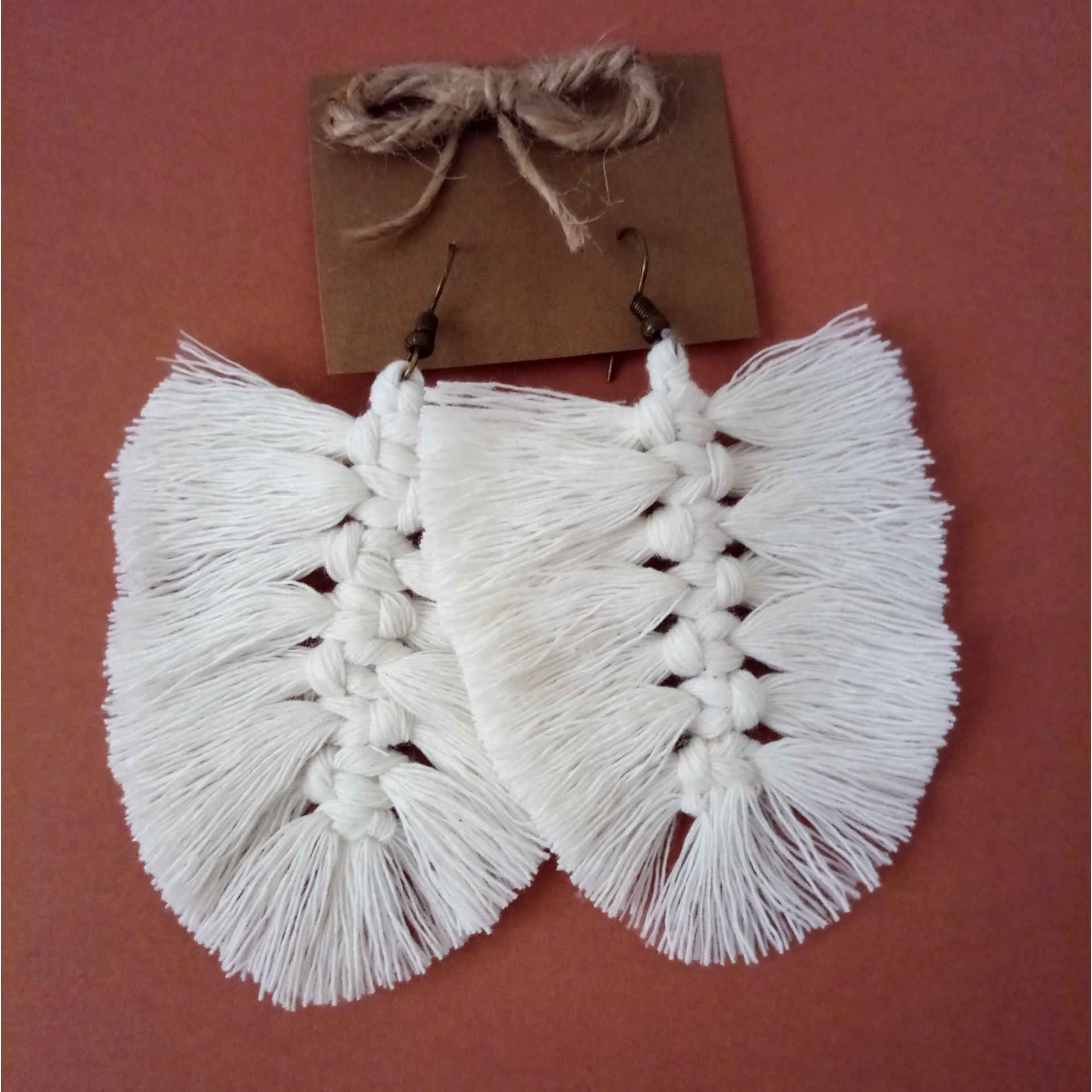 女士流苏编织耳环 – 树叶款