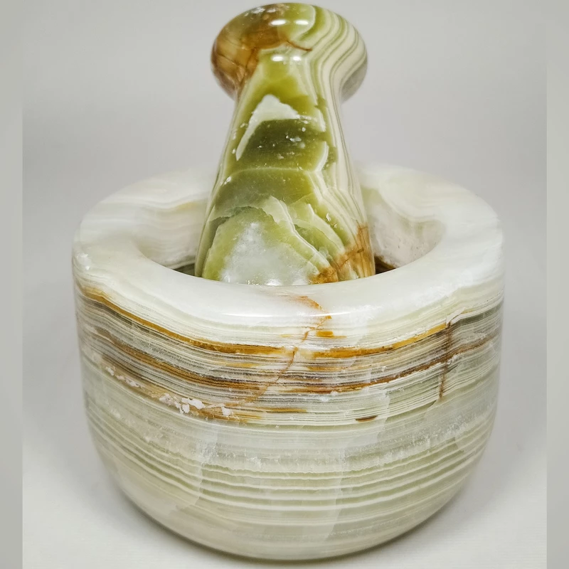 大理石研钵与研杵套装 – 藏红花与香料研磨，Karen 型号