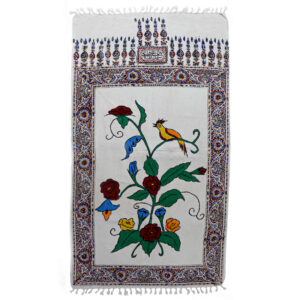 波斯木刻印花祈祷毯 Kalamkari سجادة，饰鸟与花图案