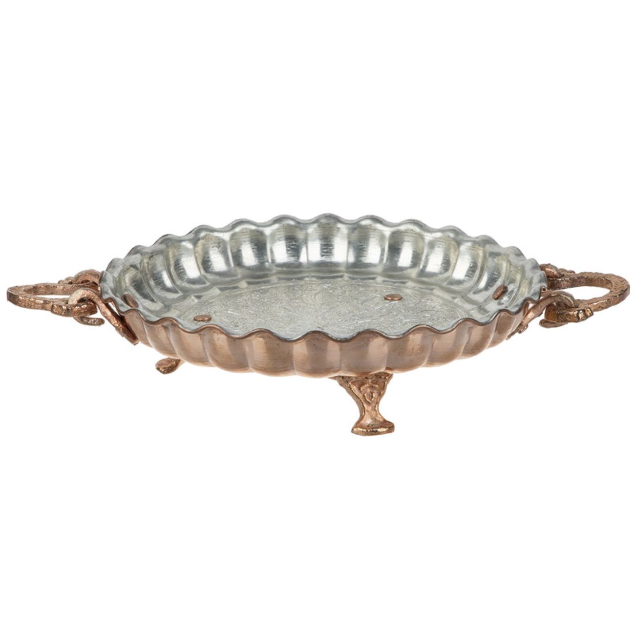 Main image of 波斯铜足托托盘 – 传统锤纹，Alizeh 型号