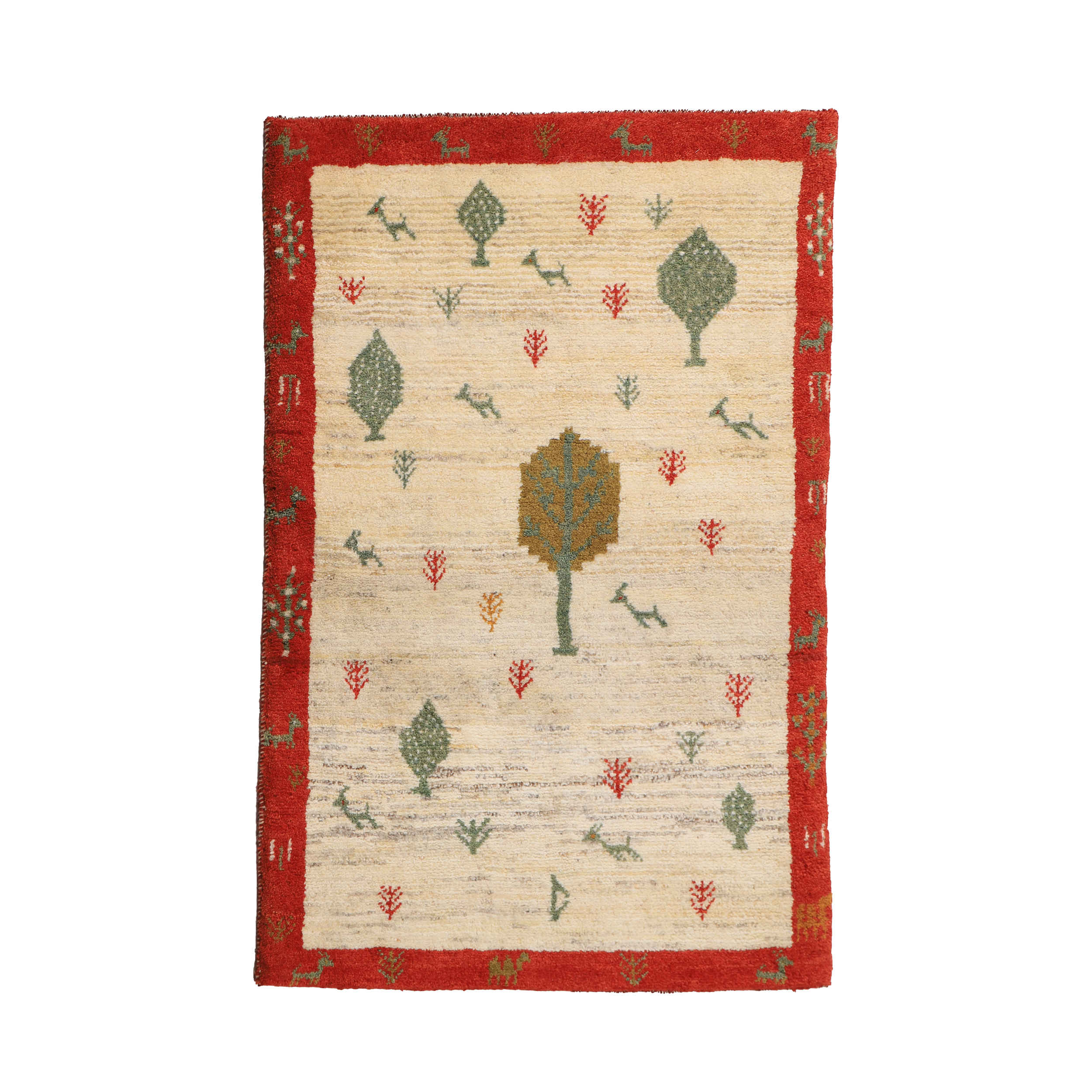 Main image of 波斯加贝毯羊毛地毯 手工编织于霍拉桑 树与动物图案