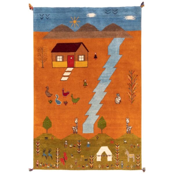 波斯加贝毯羊毛地毯 原创手工编织于法尔斯 农村生活