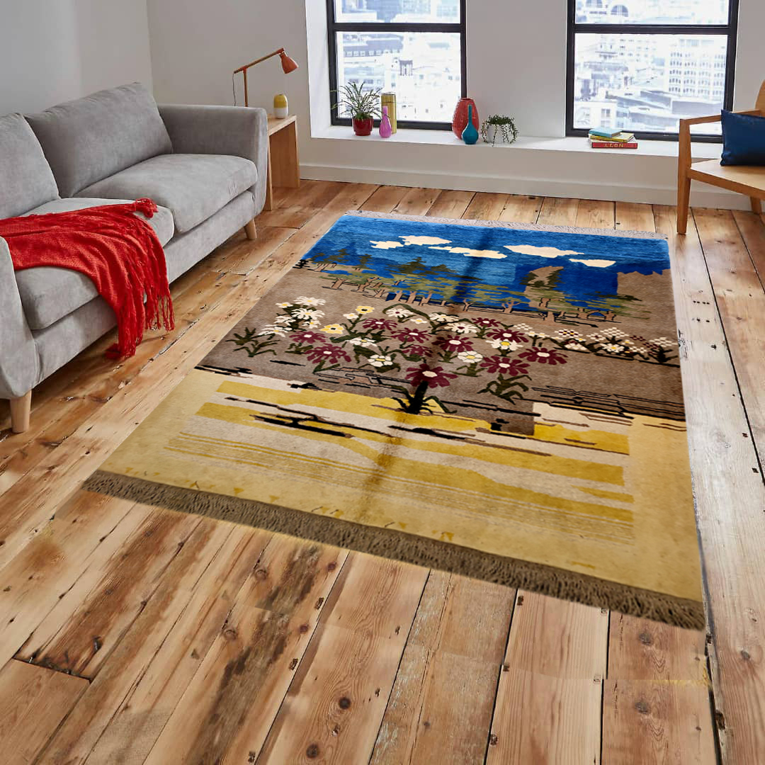 波斯加贝毯羊毛地毯 原创手工编织于设拉子 丛林图案