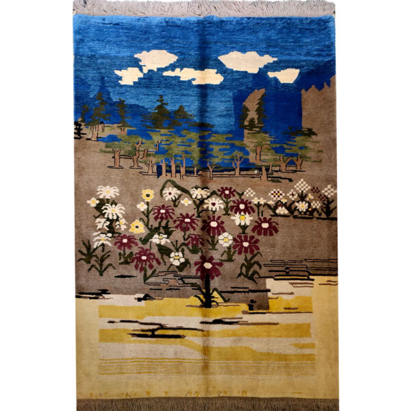 波斯加贝毯羊毛地毯 原创手工编织于设拉子 丛林图案