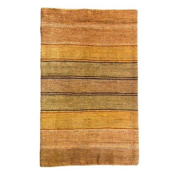 波斯加贝毯羊毛地毯 正宗手工编织于设拉子 条纹浅棕色