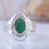 Thumbnail 3: 波斯绿翡翠银戒指，男士手工制作，Plus款