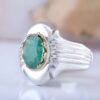 Thumbnail 4: 波斯绿翡翠银戒指，男士手工制作，Plus款