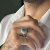 Thumbnail 7: 波斯绿翡翠银戒指，男士手工制作，AM_4742款