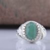 Thumbnail 3: 波斯绿翡翠银戒指，男士手工制作，AM_4742款