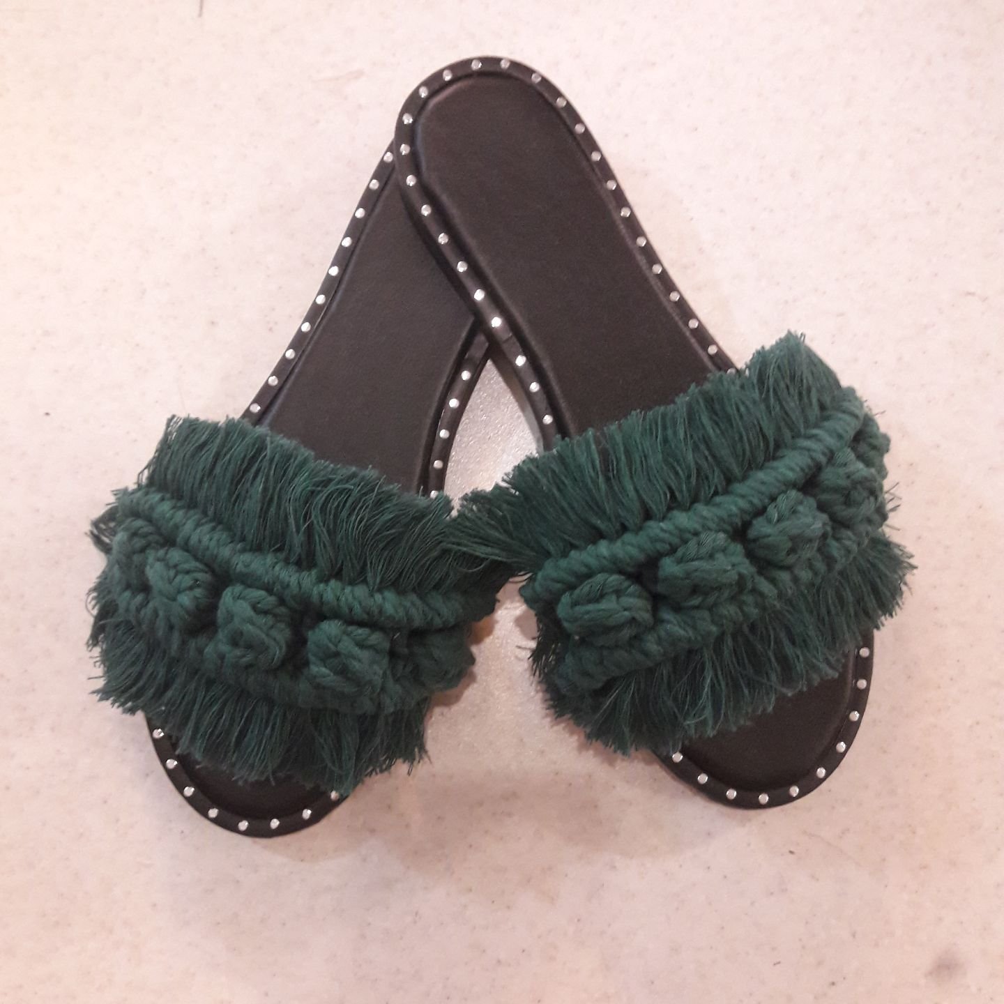 Main image of 波西米亚风格编织女士平底拖鞋，Shaparak款