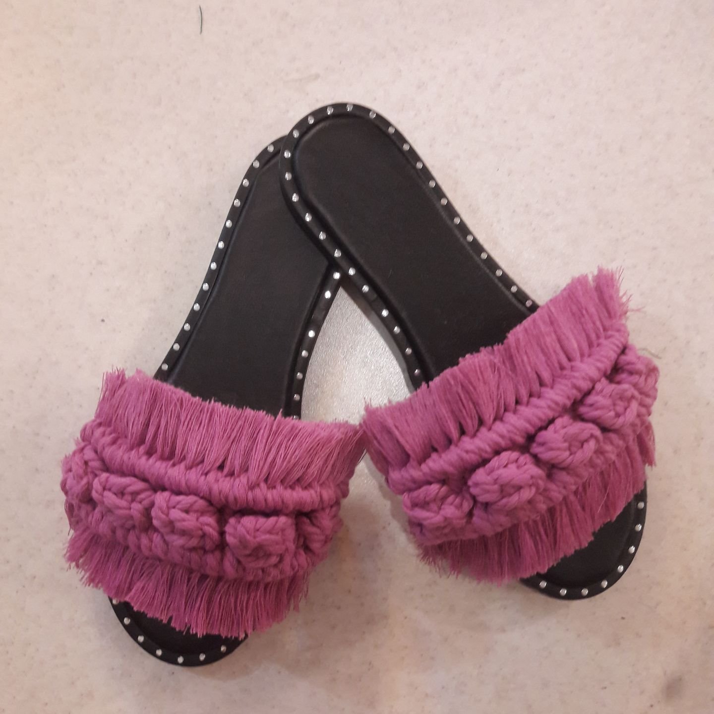 波西米亚风格编织女士平底拖鞋,Shaparak款